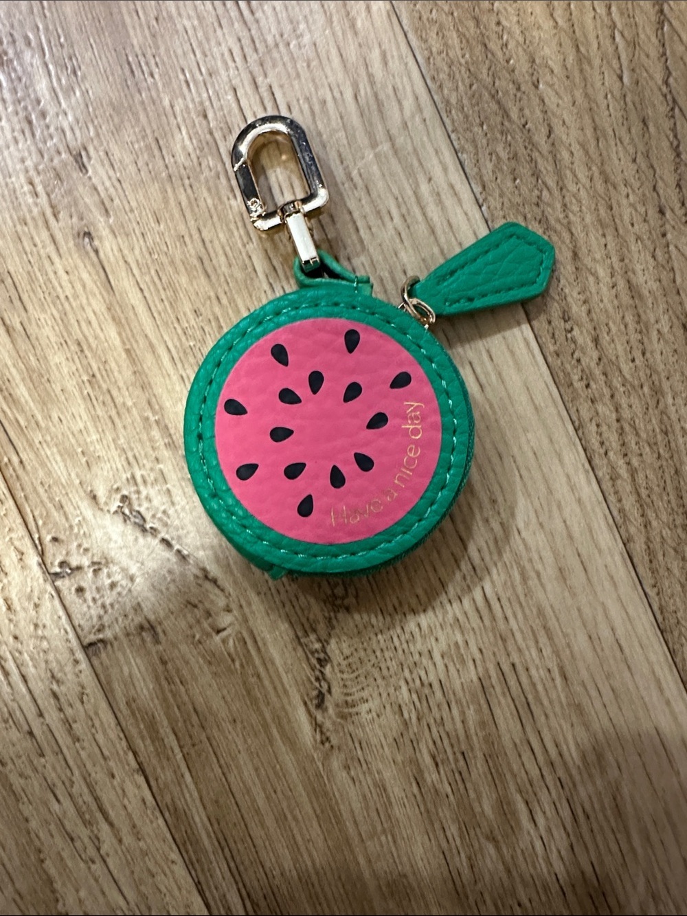 Watermelon Zip Keychain Pouch - Green Pink